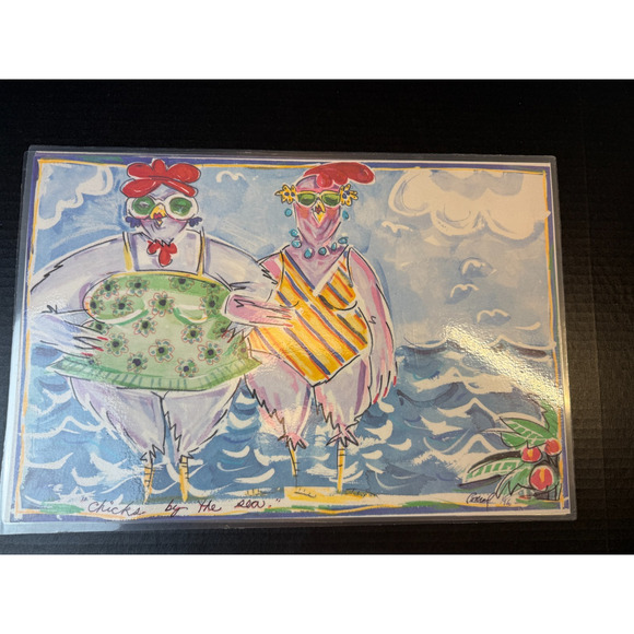 Conrad Bell Chicks at the Beach Placemats Set of 4 Carnevale Hen Beach Party Vtg - Picture 6 of 8